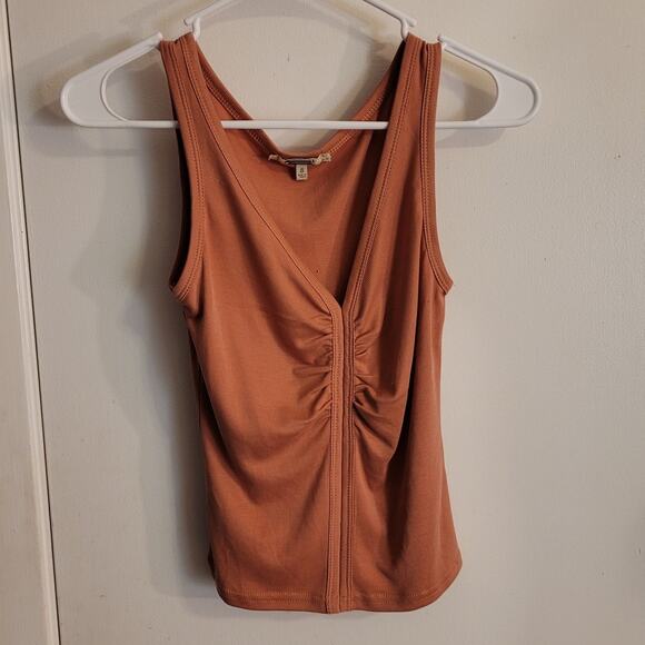 Gimmicks by BKE Ribbed V-Neck Tank Top Sz Small Dark Mauve Pink Bodycon Slinky - Picture 8 of 10